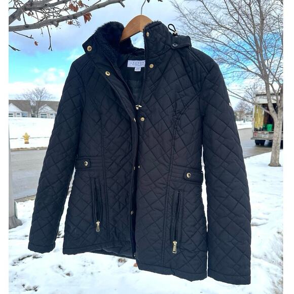 Laundry by Shelli Segal Women’s Quilted Winter Jacket With Hood Size Large Black - Picture 11 of 14